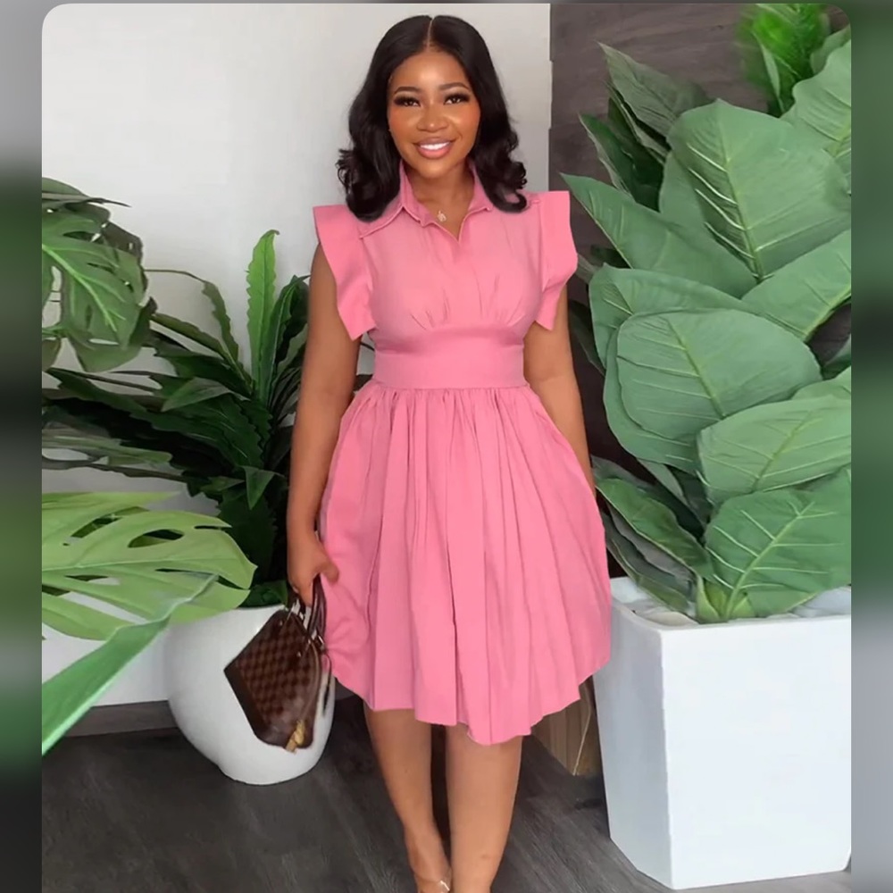 NEW- Pink Pleated Dress